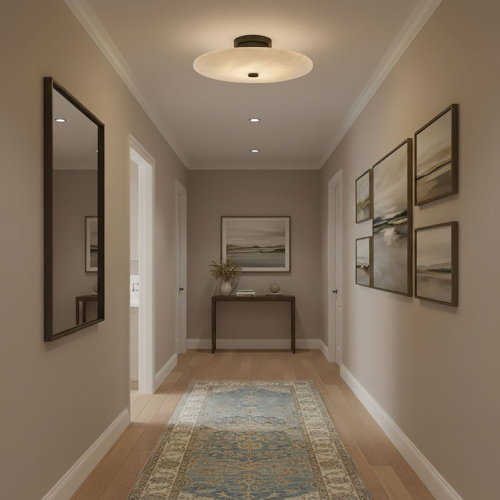 Ankeny Alabaster Ceiling Lamp — additional product view, curved stone shades with compact ceiling hardware (view 4)