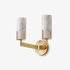 Ansel Alabaster Wall Sconce — full fixture profile, cylindrical stone shades on right-angle metal brackets (view 1)