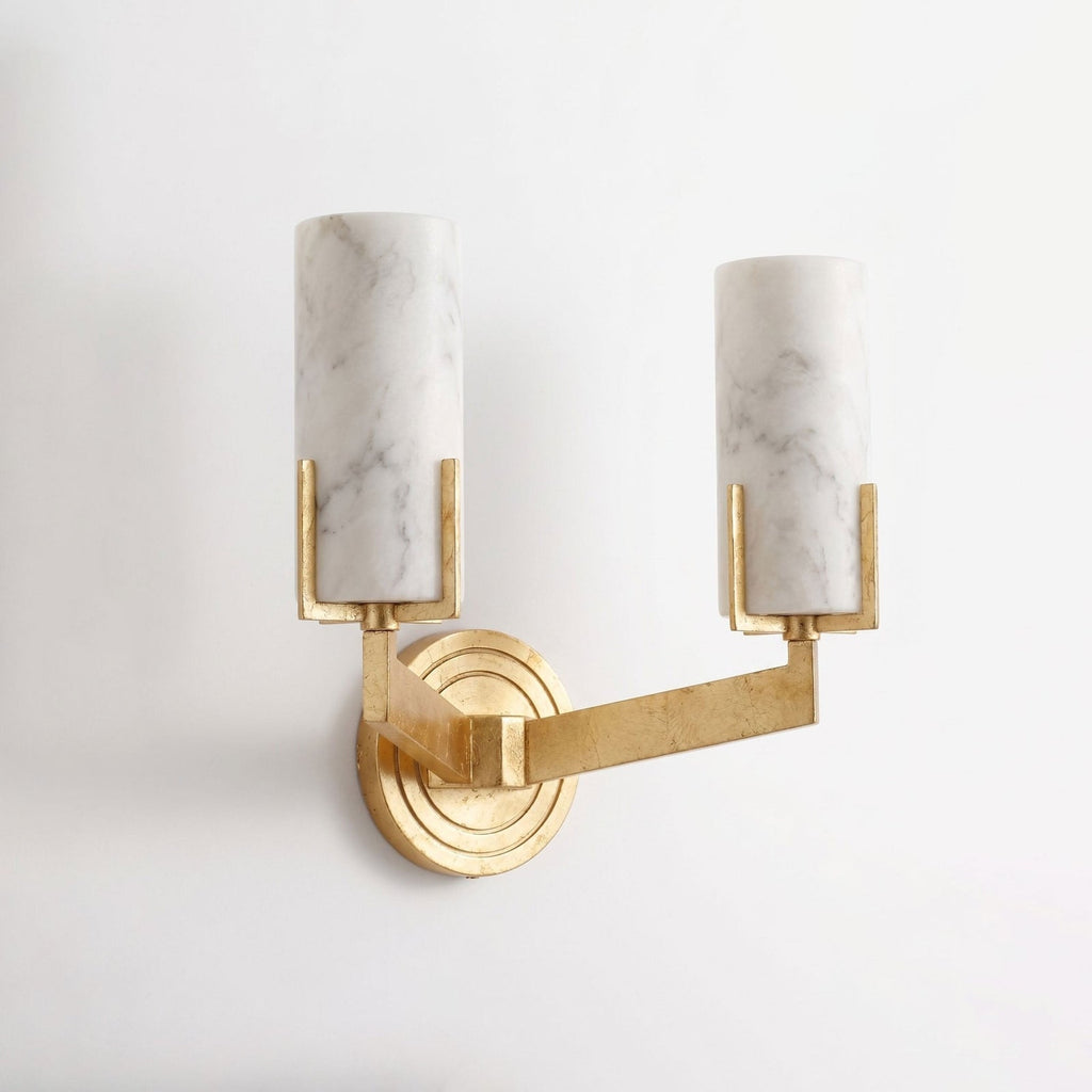 Ansel Alabaster Wall Sconce — additional product view, cylindrical stone shades on right-angle metal brackets (view 4)
