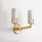 Ansel Alabaster Wall Sconce — additional product view, cylindrical stone shades on right-angle metal brackets (view 4)