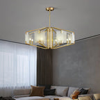 Appareil Alabaster Chandelier — additional product view, square stone panels supported by brass hardware (view 4)