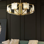 Appareil Alabaster Chandelier — additional product view, square stone panels supported by brass hardware (view 5)
