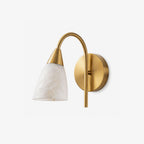 Arch Alabaster Wall Sconce — full fixture profile, a stone cone beneath a rounded arch arm (view 1)