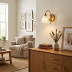 Arch Alabaster Wall Sconce — product setting and fixture profile, a stone cone beneath a rounded arch arm (view 2)