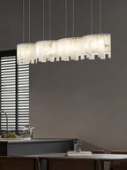Arctora Alabaster Pendant Lamp — additional product view, vertical stone panels arranged around a suspended frame (view 4)