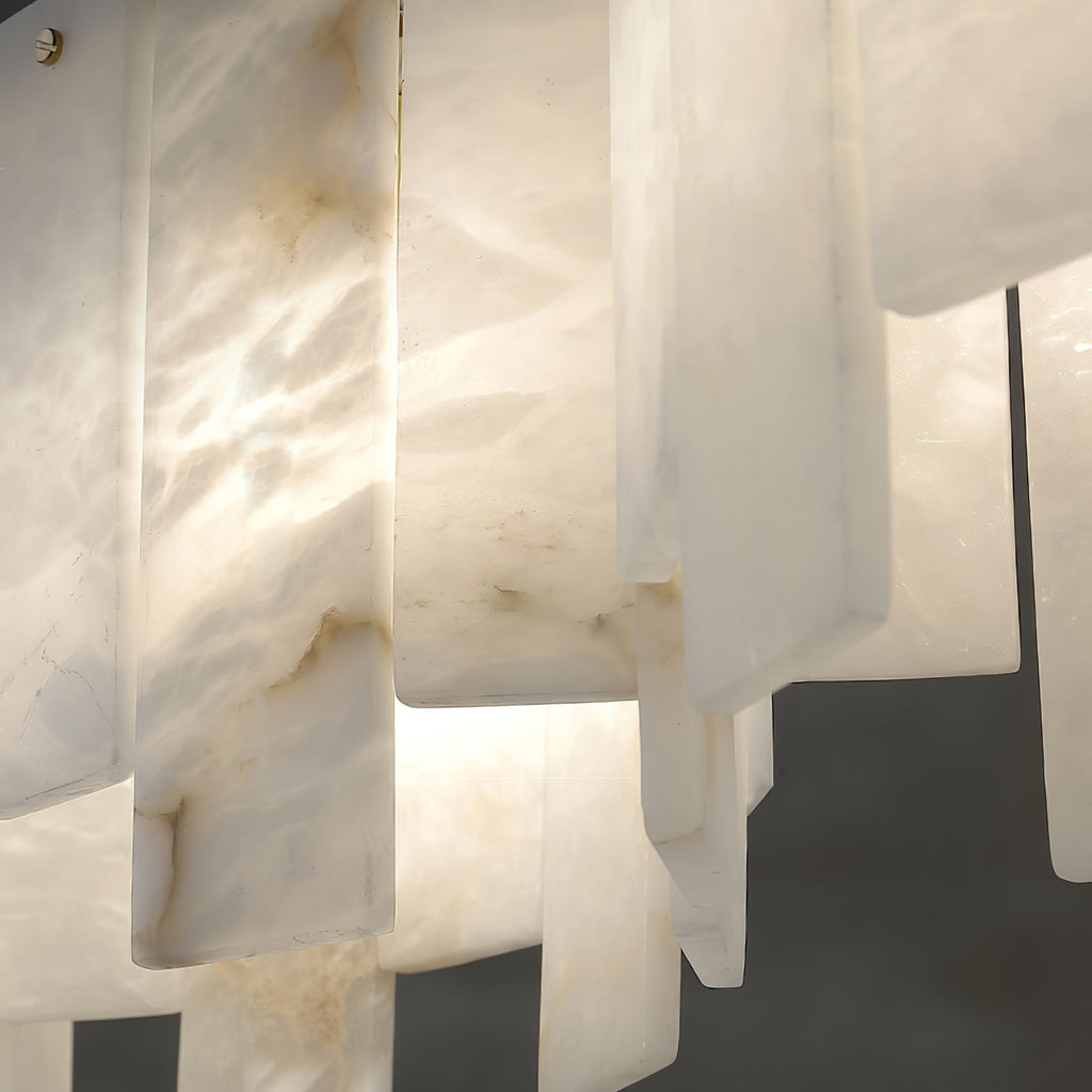 Arctora Alabaster Pendant Lamp — additional product view, vertical stone panels arranged around a suspended frame (view 5)