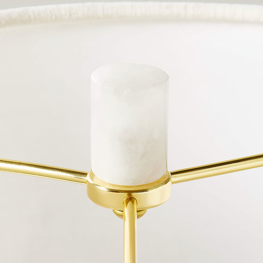 Athena Alabaster Table Lamp — additional product view, a stone base beneath a fabric drum shade (view 5)