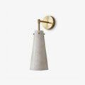 Aurelia Alabaster Cone Wall Sconce — full fixture profile, an elongated stone cone on a refined metal wall arm (view 1)