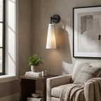 Aurelia Alabaster Cone Wall Sconce — additional product view, an elongated stone cone on a refined metal wall arm (view 3)