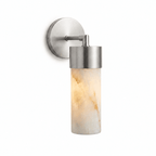 Aurelia Alabaster Cylinder Wall Sconce — additional product view, a cylindrical stone shade carried by a compact wall arm (view 5)