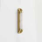 Auren Alabaster LED Wall Sconce — additional product view, a cylindrical stone shade within a rounded metal frame (view 3)
