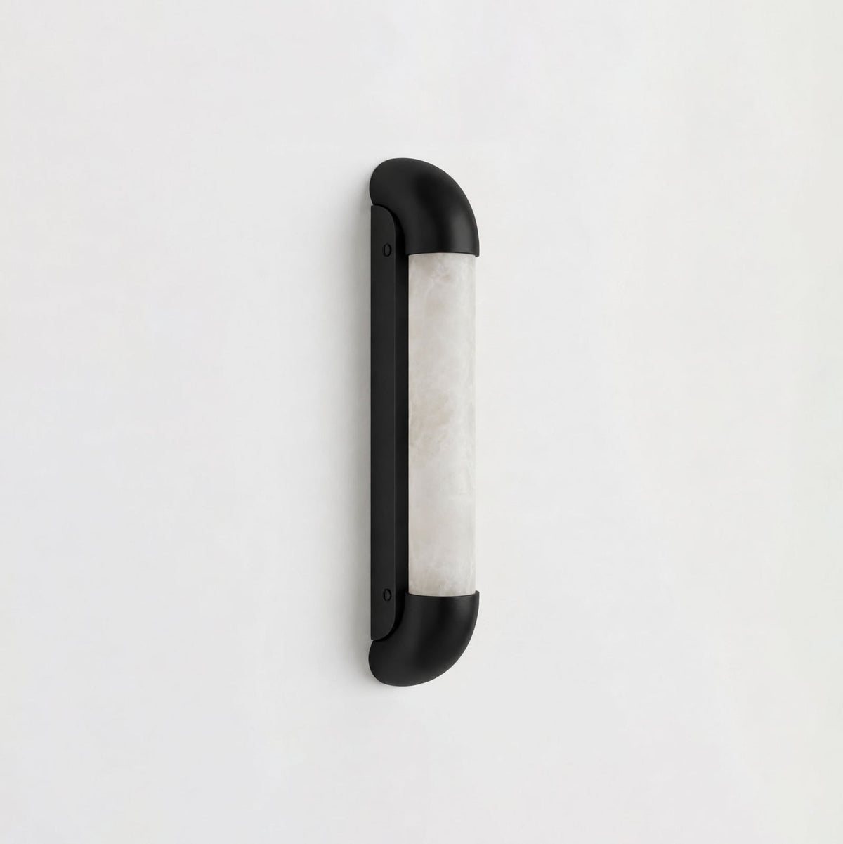 Auren Alabaster LED Wall Sconce — additional product view, a cylindrical stone shade within a rounded metal frame (view 5)