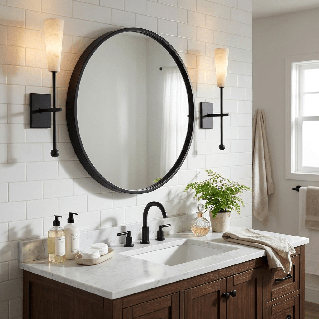 Averon Alabaster Torch Wall Sconce — additional product view, a tapered stone shade above a long vertical stem (view 3)