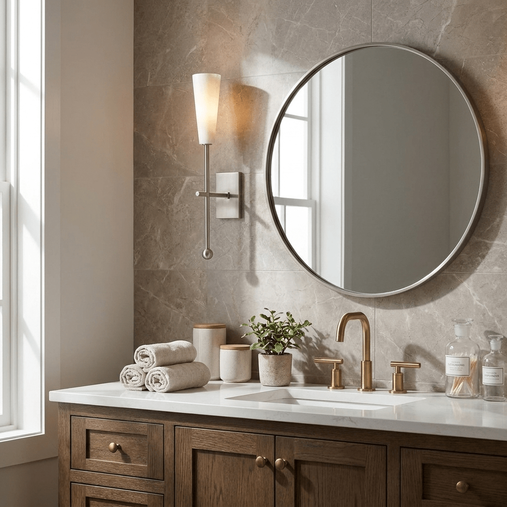 Averon Alabaster Torch Wall Sconce — additional product view, a tapered stone shade above a long vertical stem (view 5)