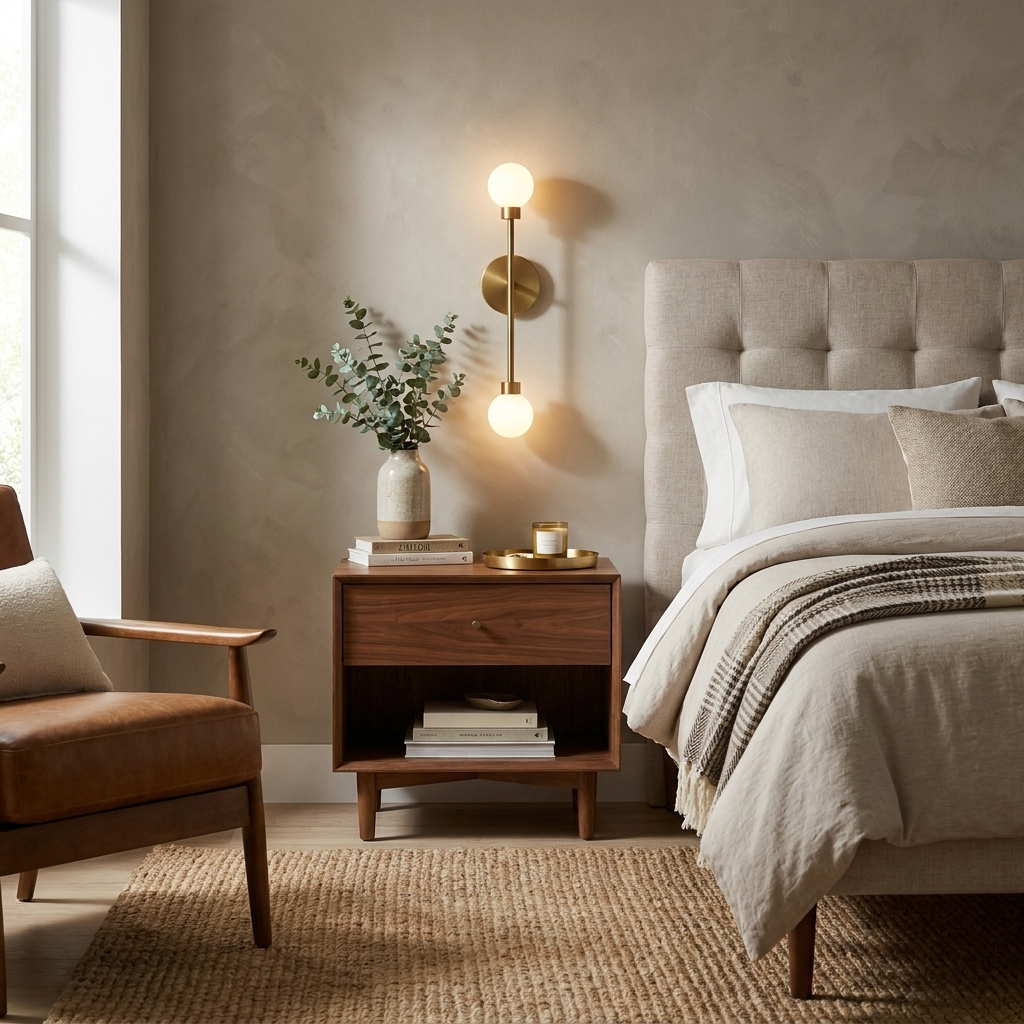 Barbell Alabaster Wall Sconce — additional product view, a stone globe at each end of a straight vertical rod (view 4)