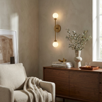Barbell Alabaster Wall Sconce — additional product view, a stone globe at each end of a straight vertical rod (view 5)