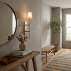 Baton Alabaster Wall Sconce — product setting and fixture profile, a stone cone above a straight rod and oval backplate (view 2)