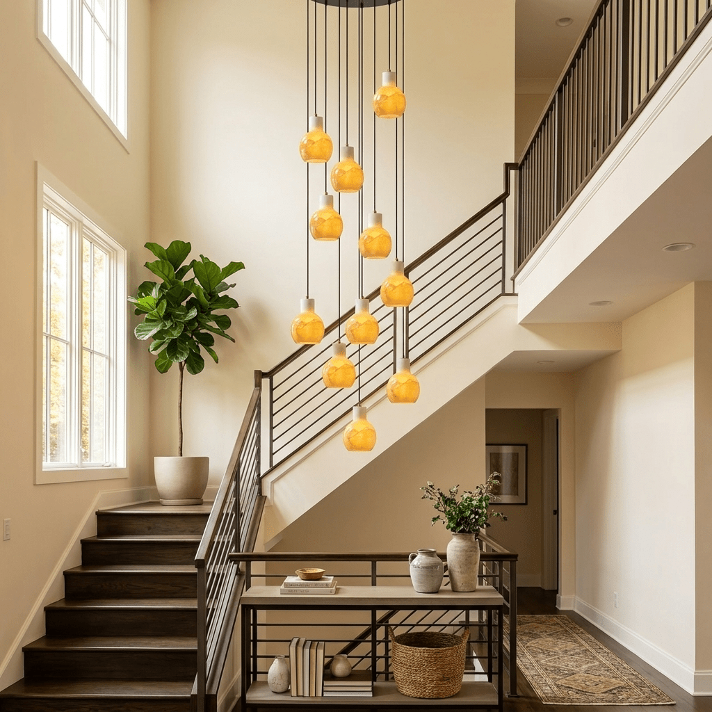 Bell Jar Alabaster Cluster Chandelier — additional product view, faceted dome shades suspended in a cascading arrangement (view 3)