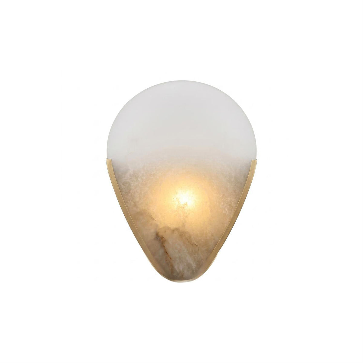 Bernina Alabaster Wall Lamp — full fixture profile, a stone diffuser within a U-shaped metal bracket (view 1)