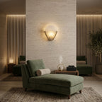 Bernina Alabaster Wall Lamp — additional product view, a stone diffuser within a U-shaped metal bracket (view 3)
