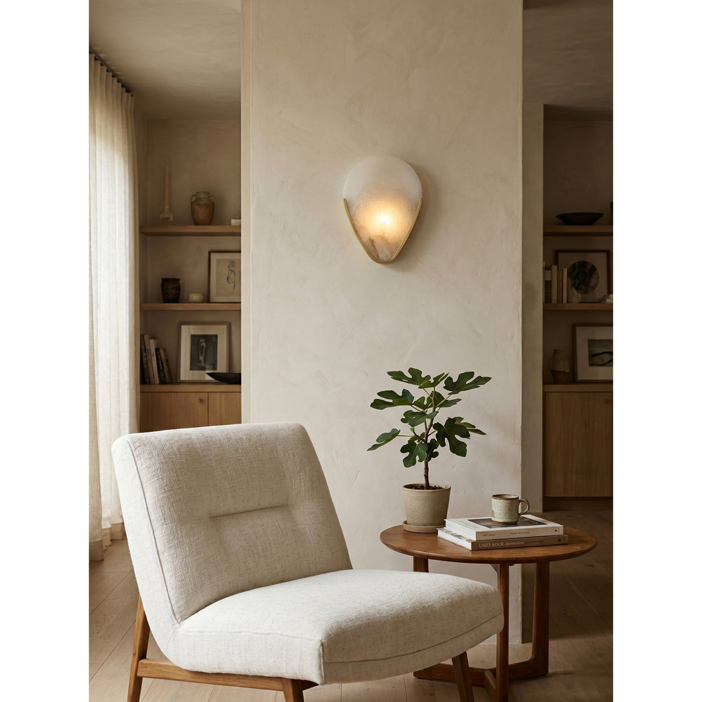 Bernina Alabaster Wall Lamp — additional product view, a stone diffuser within a U-shaped metal bracket (view 4)