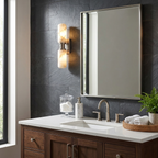 Bobbin Alabaster Wall Sconce — additional product view, two rounded stone cylinders joined by a spool-shaped metal hub (view 5)