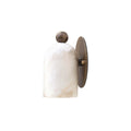 Bombelles Alabaster Wall Lamp — full fixture profile, a domed stone shade against a round metal backplate (view 1)