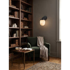 Bullet-shaped Alabaster Wall Sconce — additional product view, a bullet-shaped stone shade within stepped metal fittings (view 5)