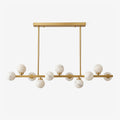Calder Alabaster Chandelier — full fixture profile, globe shades arranged along a straight suspended bar (view 1)