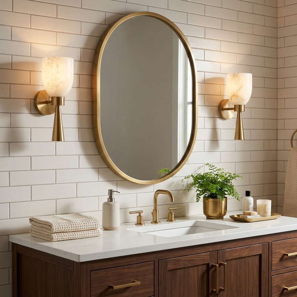 Calyra Alabaster Torch Wall Sconce — product setting and fixture profile, an upward-facing stone cup on a tapered stem (view 2)