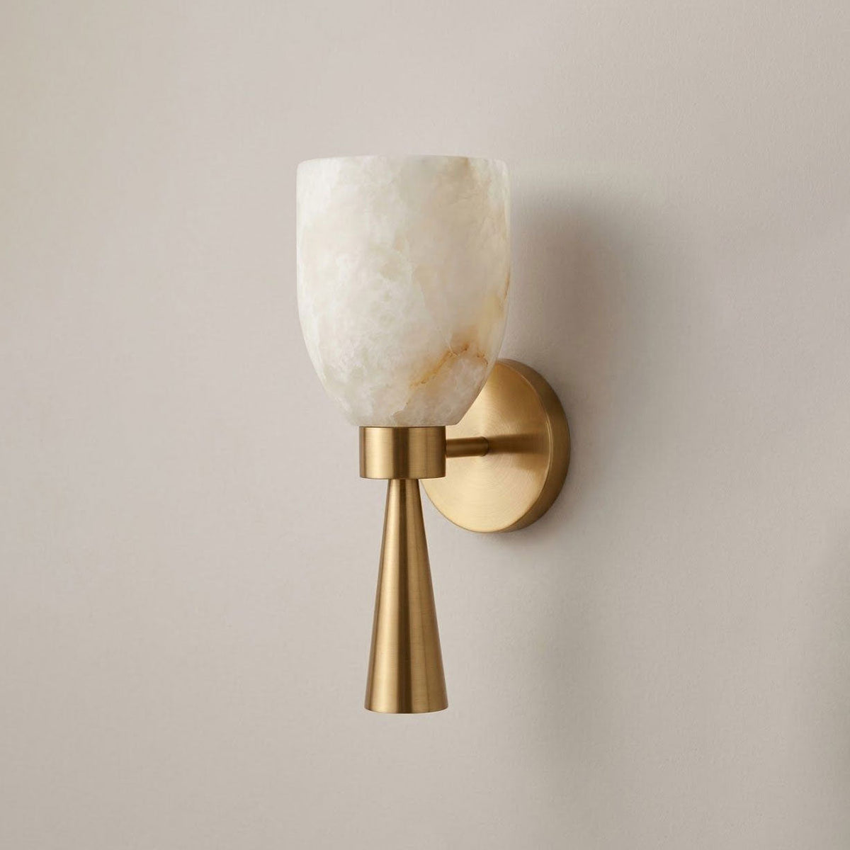 Calyra Alabaster Torch Wall Sconce — additional product view, an upward-facing stone cup on a tapered stem (view 5)