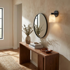 Calyx Alabaster Wall Sconce — additional product view, a bell-shaped stone shade beneath a short straight arm (view 3)