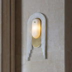 Cascada Alabaster Wall Sconce — product setting and fixture profile, stone and brass elements arranged in a cascading arch (view 2)
