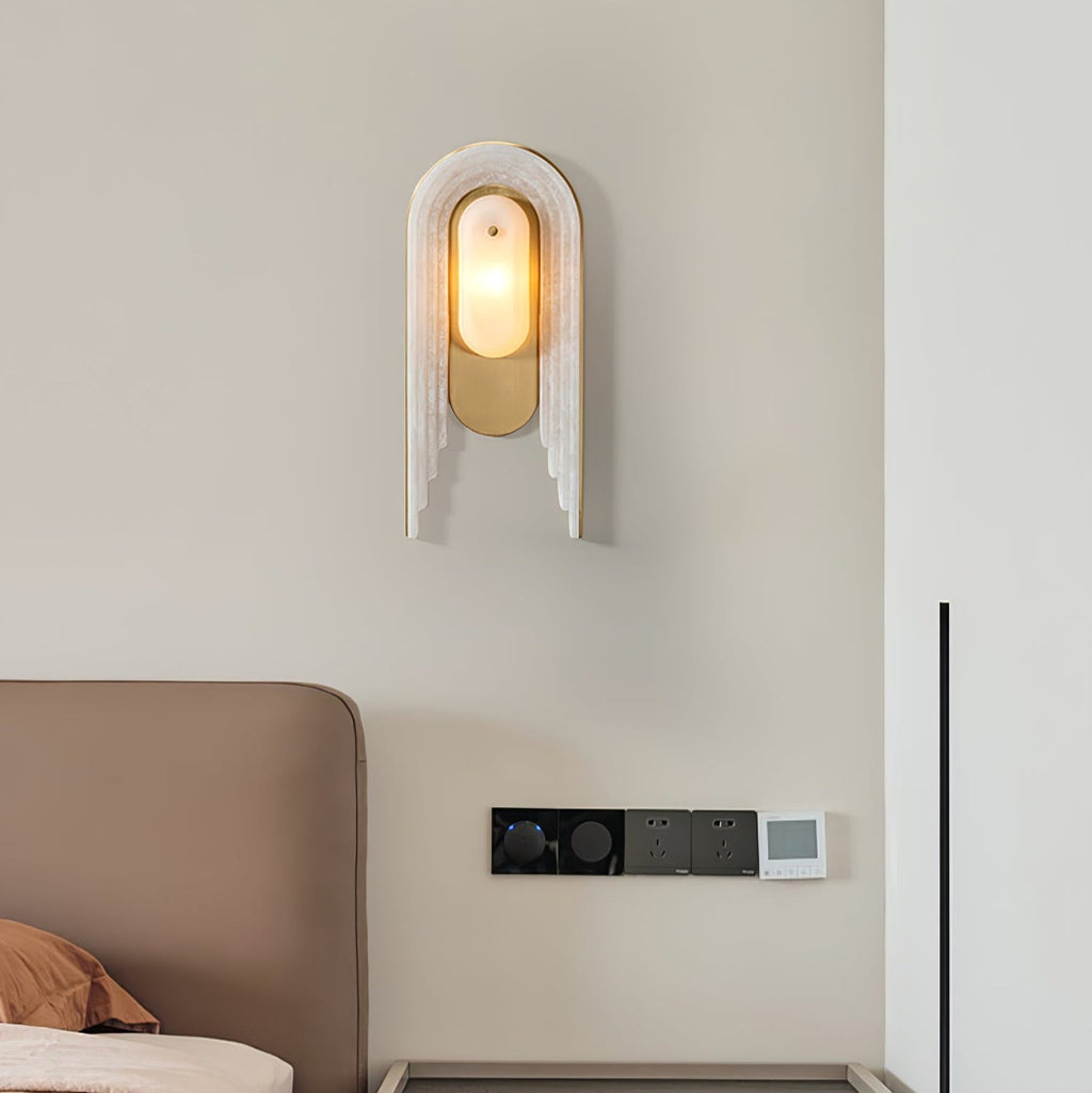 Cascada Alabaster Wall Sconce — additional product view, stone and brass elements arranged in a cascading arch (view 3)