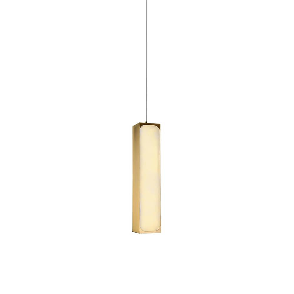 Chaos Alabaster Pendant Light — full fixture profile, a slender stone cylinder suspended on fine cables (view 1)