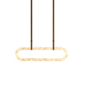 Circle Alabaster Chandelier — full fixture profile, an elongated stone loop suspended by leather-look straps (view 1)