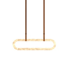 Circle Alabaster Chandelier — full fixture profile, an elongated stone loop suspended by leather-look straps (view 1)