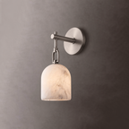 Cloche Alabaster Wall Sconce — additional product view, a stone dome hanging from a short arm and decorative link (view 5)