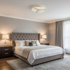Clocks Alabaster Ceiling Light — additional product view, a circular stone face crossed by clock-hand-like metal accents (view 5)