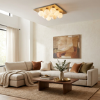 Cobble Alabaster Flush Mount — product setting and fixture profile, a close-mounted cluster of rounded stone shades (view 2)