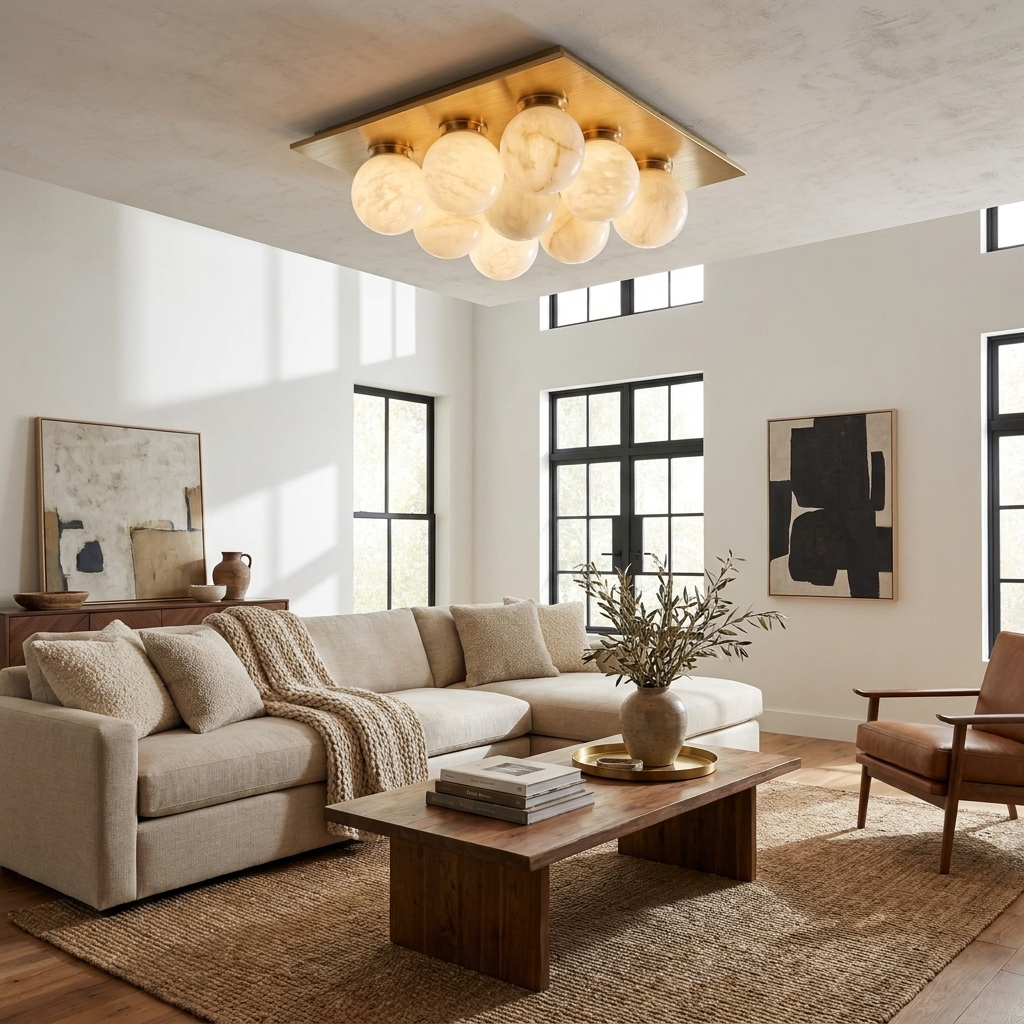Cobble Alabaster Flush Mount — additional product view, a close-mounted cluster of rounded stone shades (view 3)