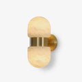 Cocoon Alabaster Wall Sconce — full fixture profile, two rounded stone forms stacked along a wall mount (view 1)
