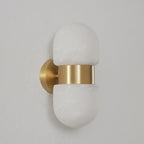 Cocoon Alabaster Wall Sconce — additional product view, two rounded stone forms stacked along a wall mount (view 5)