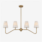 Corbel Alabaster Chandelier — full fixture profile, four stone cone shades on two mirrored metal arms (view 1)