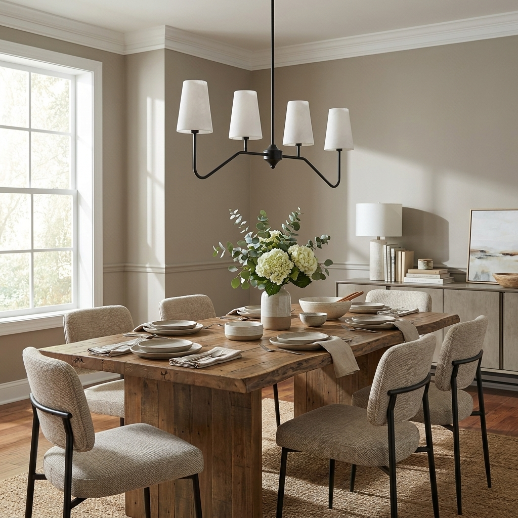Corbel Alabaster Chandelier — additional product view, four stone cone shades on two mirrored metal arms (view 5)