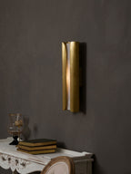 Cradled Alabaster Sconce — additional product view, a vertical stone slab between curved metal panels (view 4)