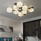 Cubist Alabaster Cluster Ceiling Lamp — additional product view, stone cubes supported by a compact metal frame (view 5)