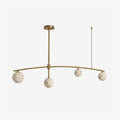 Cumulus Alabaster Chandelier — full fixture profile, four globe shades beneath a gently arched bar (view 1)