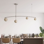 Cumulus Alabaster Chandelier — additional product view, four globe shades beneath a gently arched bar (view 5)