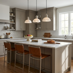 Cupola Alabaster Pendant Lamp — additional product view, three stone domes hanging in a row from a rectangular canopy (view 4)